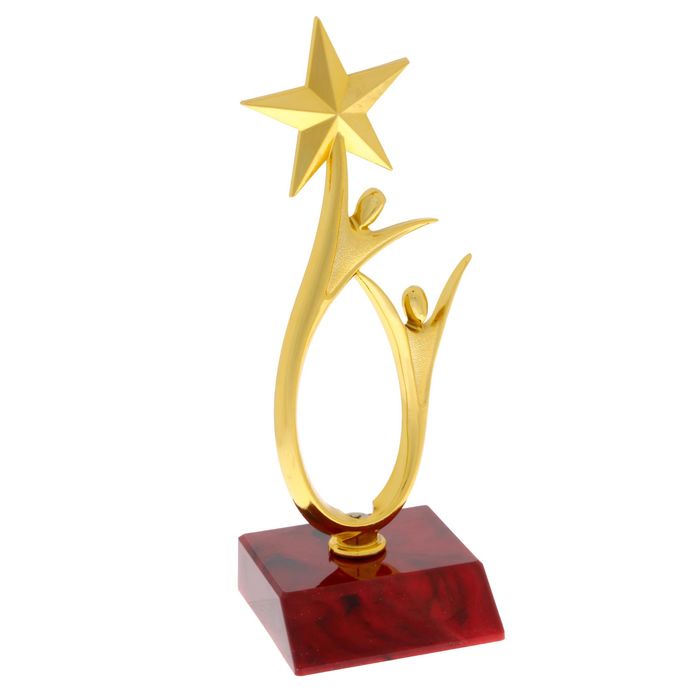 Наградная фигура под нанесение «Человек со звездой», золото, подставка пластик красная