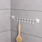 Держатель для полотенец в ванную, 8 крючков, 45 см, белый - Фото 1