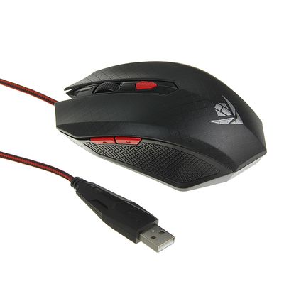 Мышь Nakatomi MOG-08U Gaming, игровая, проводная, 6 кнопок, 2400 dpi, USB, чёрная