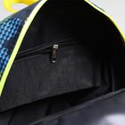 Рюкзак молодёжный на молнии, 1 отдел, 2 наружных кармана, цвет синий/салатовый - Фото 4