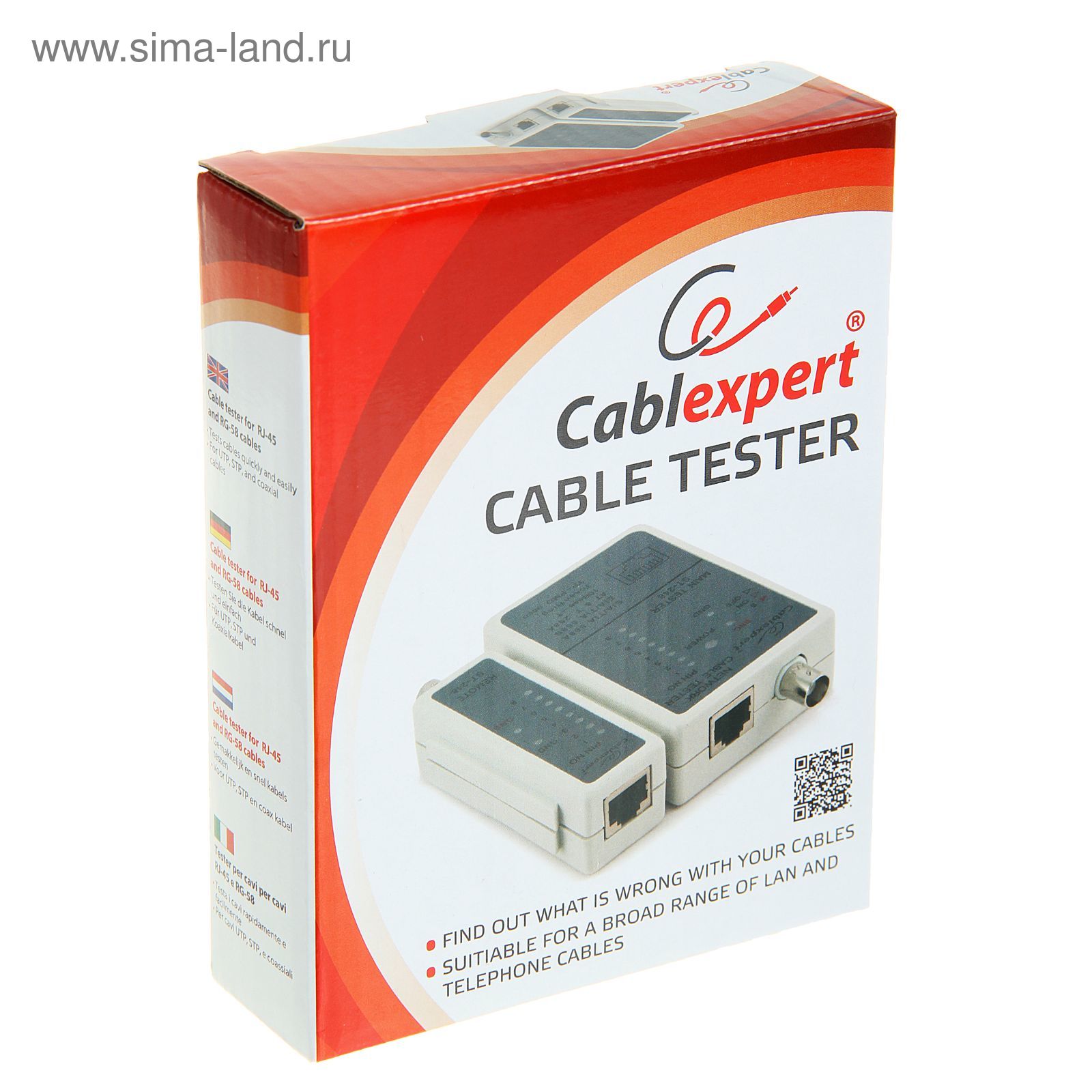 Тестер для проверки кабелей LAN Cablexpert NCT-1, для RJ-45, RG-58  (2117115) - Купить по цене от 450.45 руб. | Интернет магазин SIMA-LAND.RU