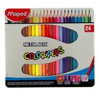 Карандаши трёхгранные 24 цвета Maped Color Peps, ударопрочный грифель, металлическая коробка - Фото 1