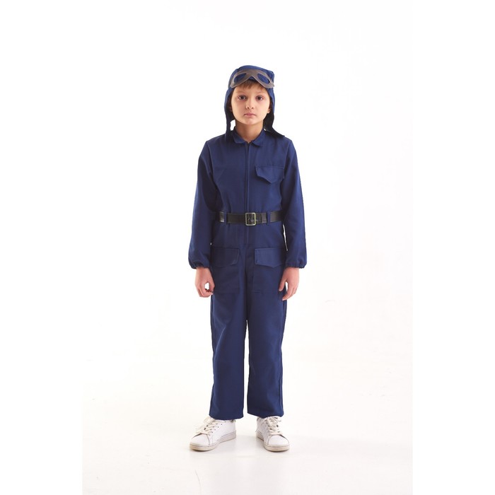 Костюм военного "Лётчик", комбинезон, ремень, шлем, очки, 8-10 лет, рост 140-152 см - Фото 1