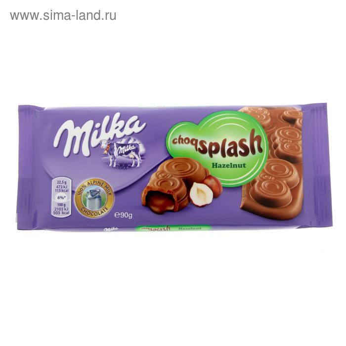 Шоколад Milka Choqsplash Hazelnut 90 г - Фото 1