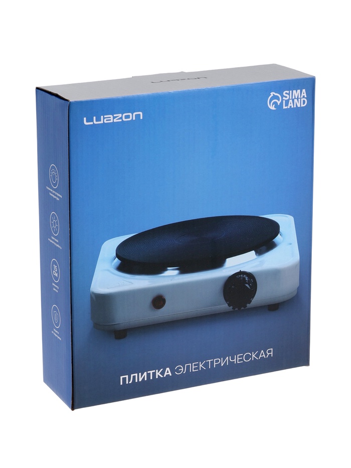 Плитка электрическая Luazon LHP-001, 1 конфорка, 1000 Вт, нагреватель спираль, белая - фото 51852745