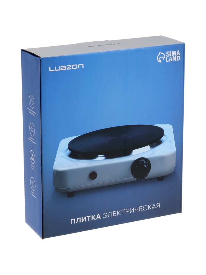 Плитка электрическая Luazon LHP-002, 1 конфорка, 1000 Вт, нагреватель диск, белая - фото 51852748