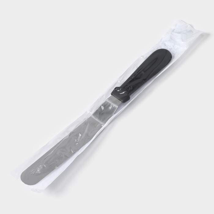 Лопатка-палетка с пластиковой ручкой, изогнутая, 32 см, рабочая часть 20 см, цвет чёрный - фото 1908303291