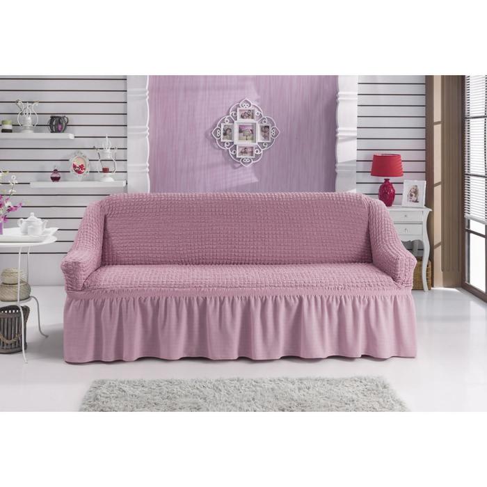 Чехол для дивана BULSAN двухместный, цвет светло-розовый - Фото 1