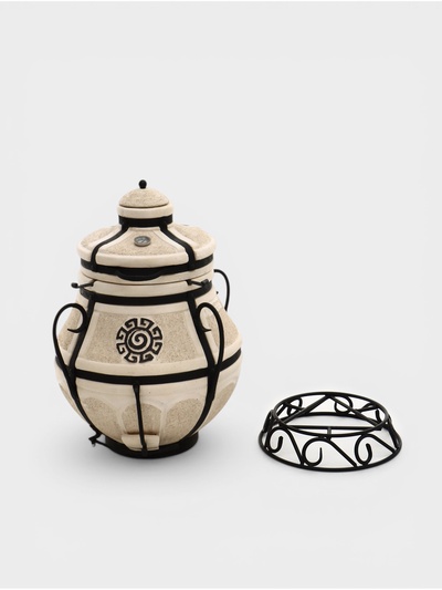 Тандыр «Сармат Аладдин» мини, h=91 см, d=62, 100 кг, 12 шампуров, кочерга, совок, керамика