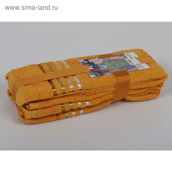 Комплект махровых полотенец «Bale», размер 30 х 50 см - 3 шт., тёмно - жёлтый - Фото 1
