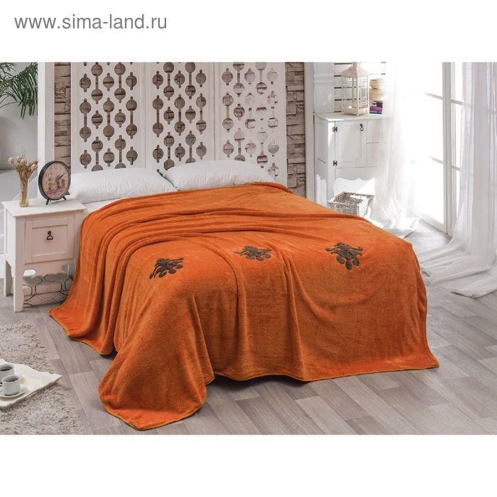 Покрывало Damask, размер 160 × 220 см, велсофт 240 г/м2, кирпичный - Фото 1