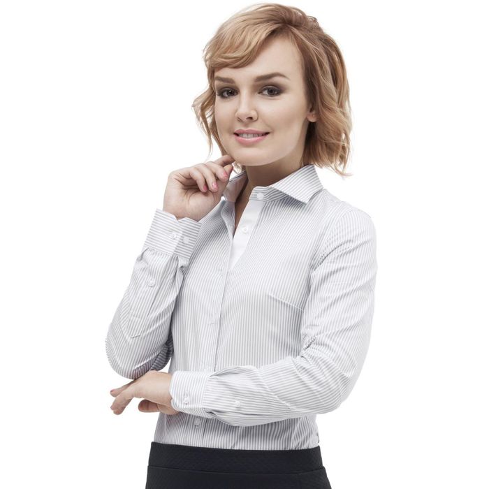Рубашка женская, размер 42, цвет серо-белая полоска