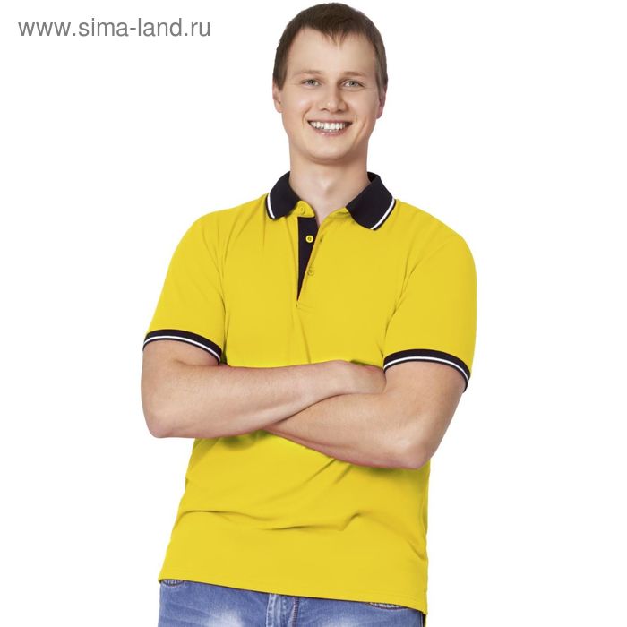 Рубашка мужская, размер 44, цвет жёлтый/чёрный - Фото 1