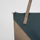 Сумка женская, отдел на молнии, наружный карман, цвет бежевый/зелёный - Фото 4