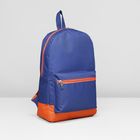 Рюкзак молодёжный, 1 отдел, наружный карман, цвет синий/оранжевый - Фото 2