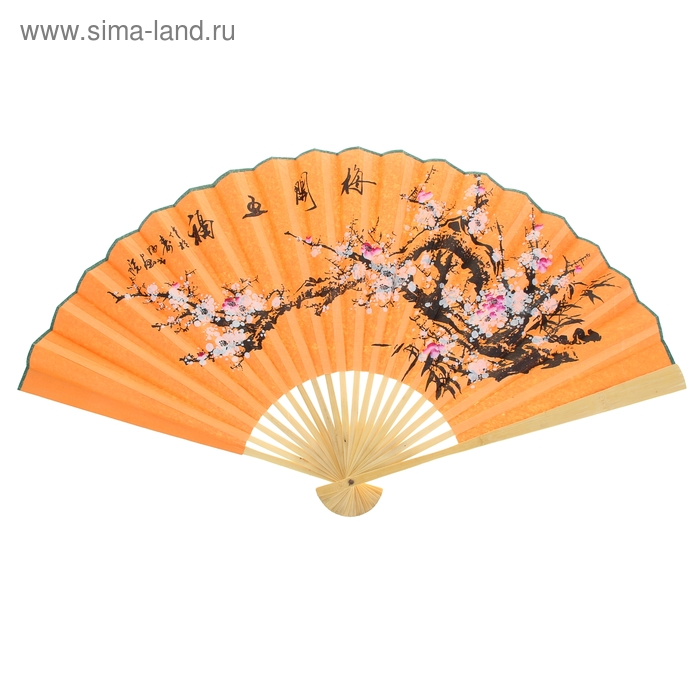 Веер h=65 см "Сакура", оранжевый - Фото 1