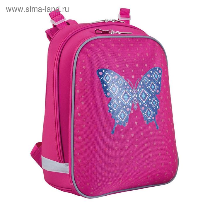 Рюкзак каркасный YES H-12 38 х 29 х 15 см, для девочки, Centre butterfly, розовый - Фото 1