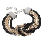 Браслет металл «Жгут» 4 нити, узел, цвет чёрный в золоте - Фото 1