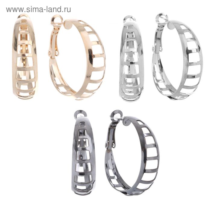 Серьги-кольца «Широкие» квадрат, цвет МИКС, d=3см - Фото 1