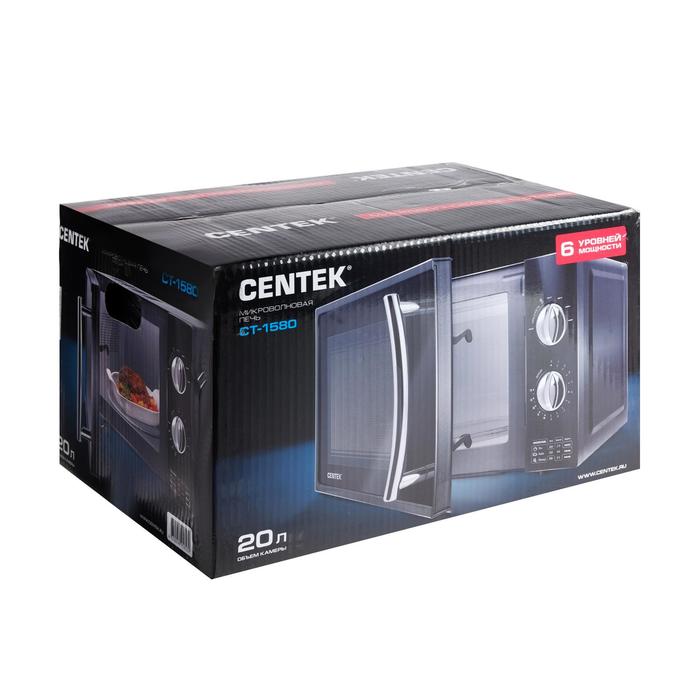 Микроволновая печь Centek CT-1580, 700 Вт, 20 л, черный - фото 51442074