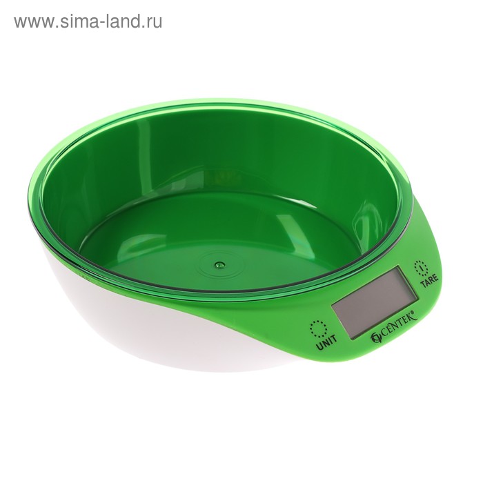 Весы кухонные Centek CT-2454, электронные, до 5 кг, подсветка LCD, бело-зелёные - Фото 1