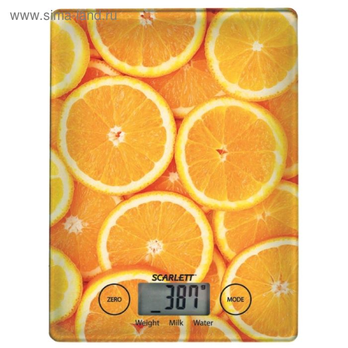 Весы кухонные Scarlett SC-KS57P03, электронные, до 5 кг, рисунок "Апельсины" - Фото 1