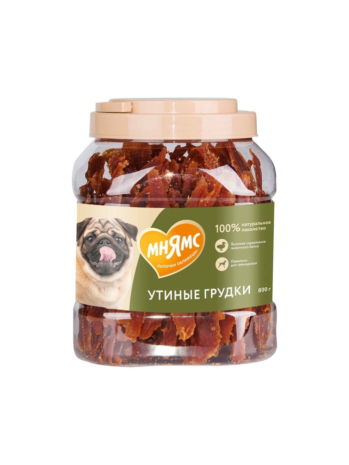 Лакомство «Мнямс» для собак, утиные грудки в банке, 800 г - Фото 1