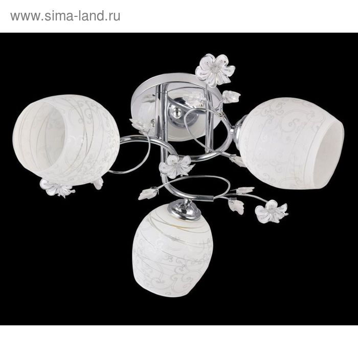 Люстра "Белый лепесток" 3 лампы Е27 60W хром - Фото 1