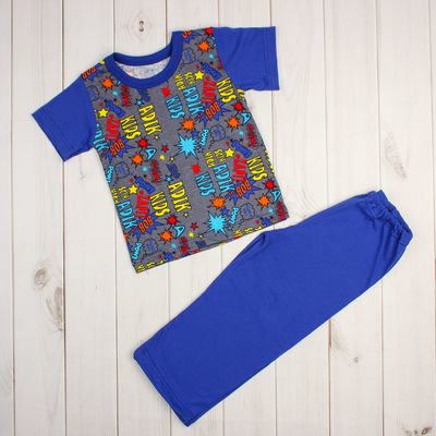 Пижама для мальчика (футболка+брюки), рост 68-74 см, цвет синий, принт микс 1311-48 _М
