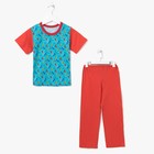 Пижама для мальчика (футболка+брюки), рост 128-134 см, цвет красный, принт микс 1311-68 - Фото 5