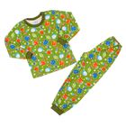 Пижама (кофточка, штанишки), рост 86-92 см, цвет зеленый, принт микс 1312-52 _М - Фото 1