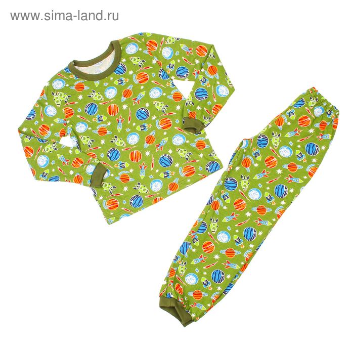 Пижама для мальчика, рост 128-134 см, цвет зеленый, принт микс 1312-68 - Фото 1