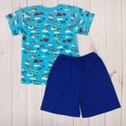 Комплект для мальчика (футболка, шорты), рост 104-110 см, цвет синий, принт микс 1403-60 - Фото 2