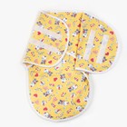 Пеленка-кокон на липучках, рост 50-62 см, кулирка, цвет жёлтый, принт микс - Фото 2