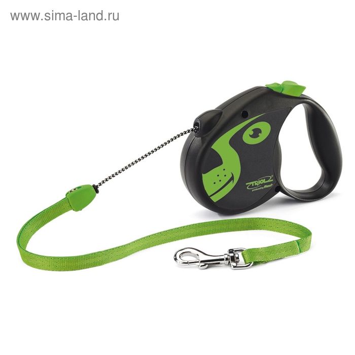 Рулетка Triol Flexi Colour Dog трос, S, 5м до 12кг - Фото 1