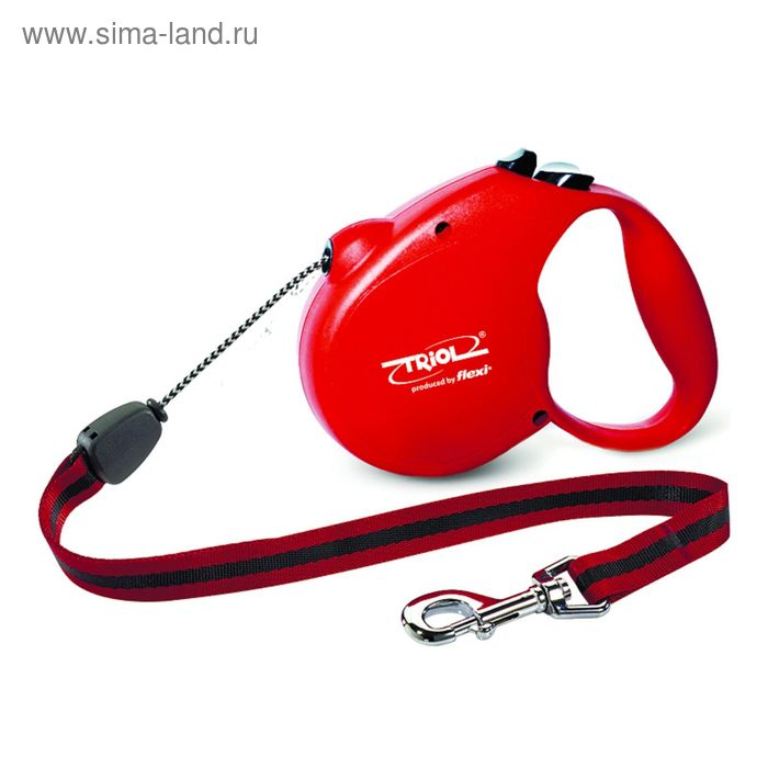 Рулетка Triol Flexi Standard Red, трос, S, 5м до 12кг - Фото 1