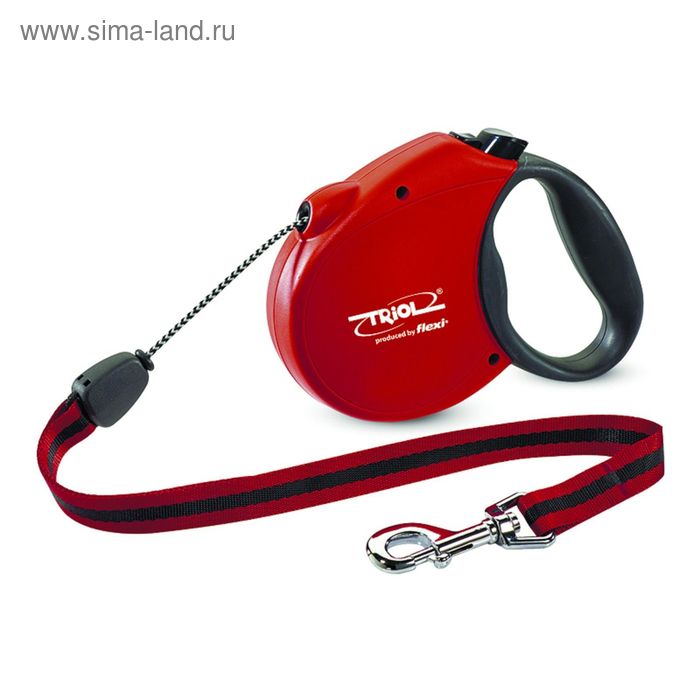 Рулетка Triol Flexi Standard Soft Red, трос, S, 5м до 12кг - Фото 1