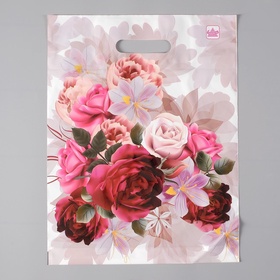 Пакет «Пионы на бежевом», полиэтиленовый с вырубной ручкой, 55 мкм, 31?40 см (комплект 50 шт)