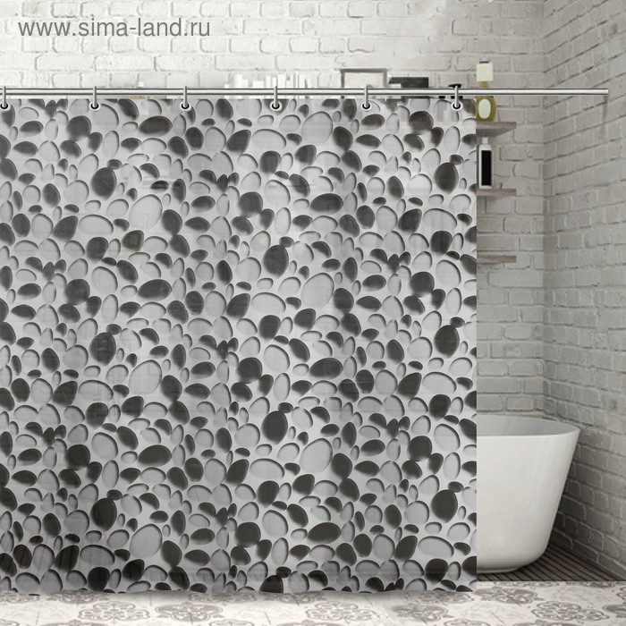 Штора для ванной комнаты Доляна «Галька», 180×180 см, PEVA - Фото 1