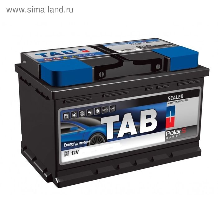 Автомобильный аккумулятор TAB Роlar 75 А/ч - 6СТ АПЗ, обратная полярность - Фото 1
