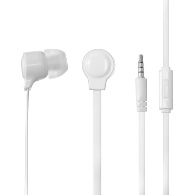 Наушники Perfeo HANDY, вакуумные, микрофон, 100 дБ, 16 Ом, 3.5 мм, 1.2 м, белые