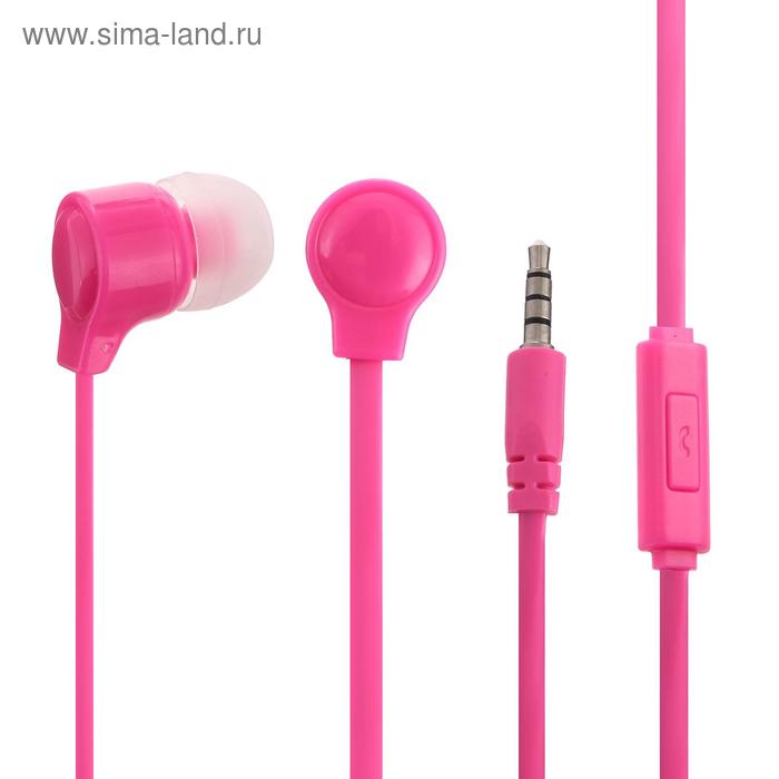 Наушники Perfeo HANDY, вакуумные, микрофон, 100 дБ, 16 Ом, 3.5 мм, 1.2 м, розовые - Фото 1