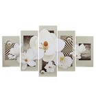 Картина модульная на подрамнике "Белоснежные цветы" 2-28*50, 1-29*83, 2-28*65; 140х83 - Фото 1