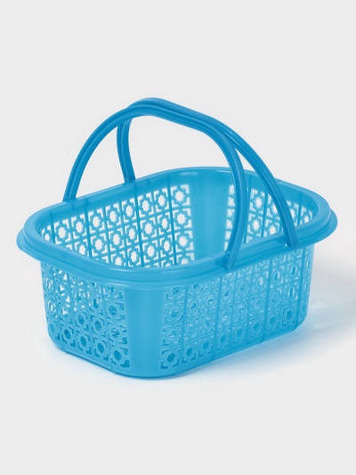 Корзина для хранения с ручками, пластик, 20.5×15.5×8 см, синяя
