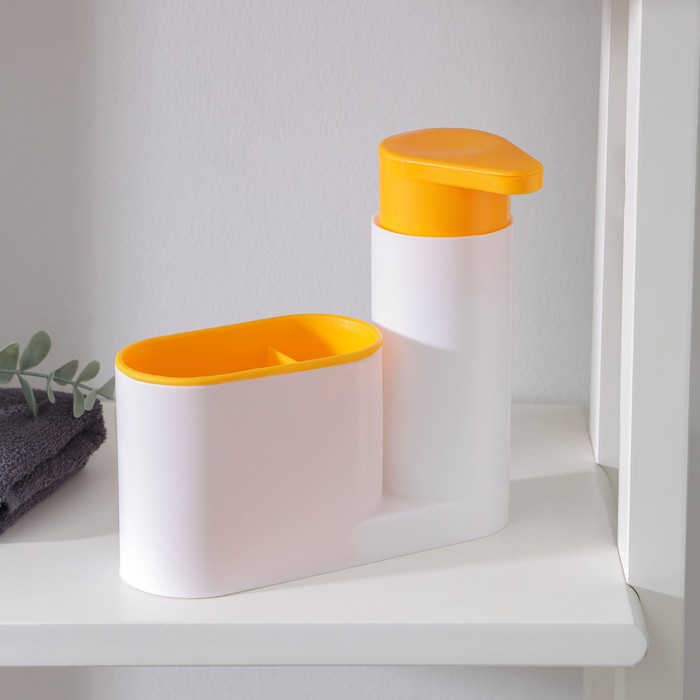 Подставка для ванных и кухонных принадлежностей с дозатором, 6×17,5×19 см, цвет МИКС - фото 1887710327