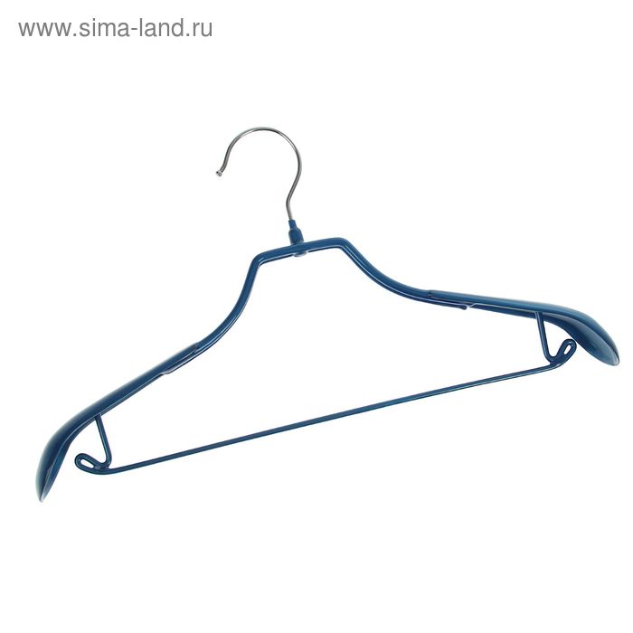 Плечики для одежды с перекладиной Доляна, размер 34-38, антискользящее покрытие, широкие плечики, цвет синий - Фото 1