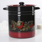 Кастрюля - бак эмалированная «Рябинушка», 12 л, d=24 см, цилиндрическая, цвет чёрно-красный, ручка МИКС - Фото 4