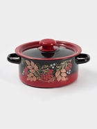 Кастрюля эмалированная «Рябинушка», 2 л, d=18 см, с крышкой, ручка МИКС, чёрная, красная - Фото 1