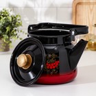 Чайник эмалированный «Рябина», 2.3 л, цвет красно-чёрный, деколь МИКС - Фото 2