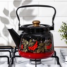 Чайник эмалированный «Рябина», 2.3 л, цвет красно-чёрный, деколь МИКС - Фото 5